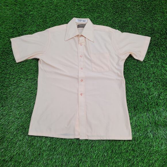 Vintage 70s Disco Shiny Button Shirt Medium 20x28 Faded - Picture 1 of 11
